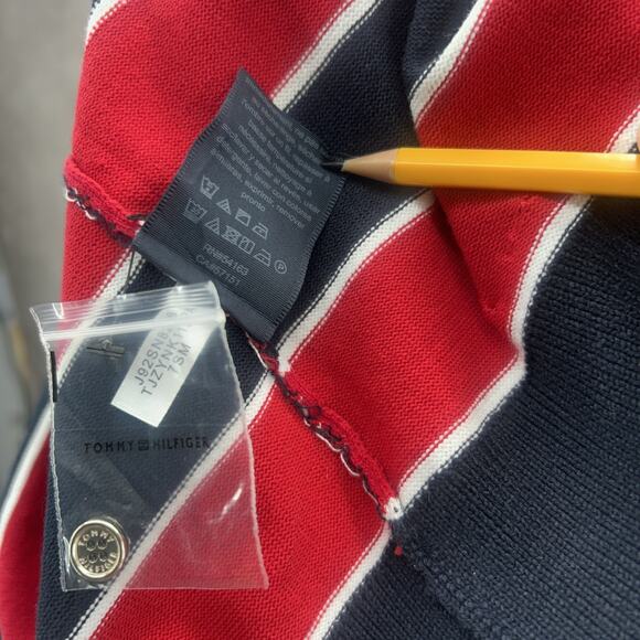 NWT Tommy Hilfiger Womens M Red Black White Striped Turtleneck Sweater Preppy - Picture 9 of 12
